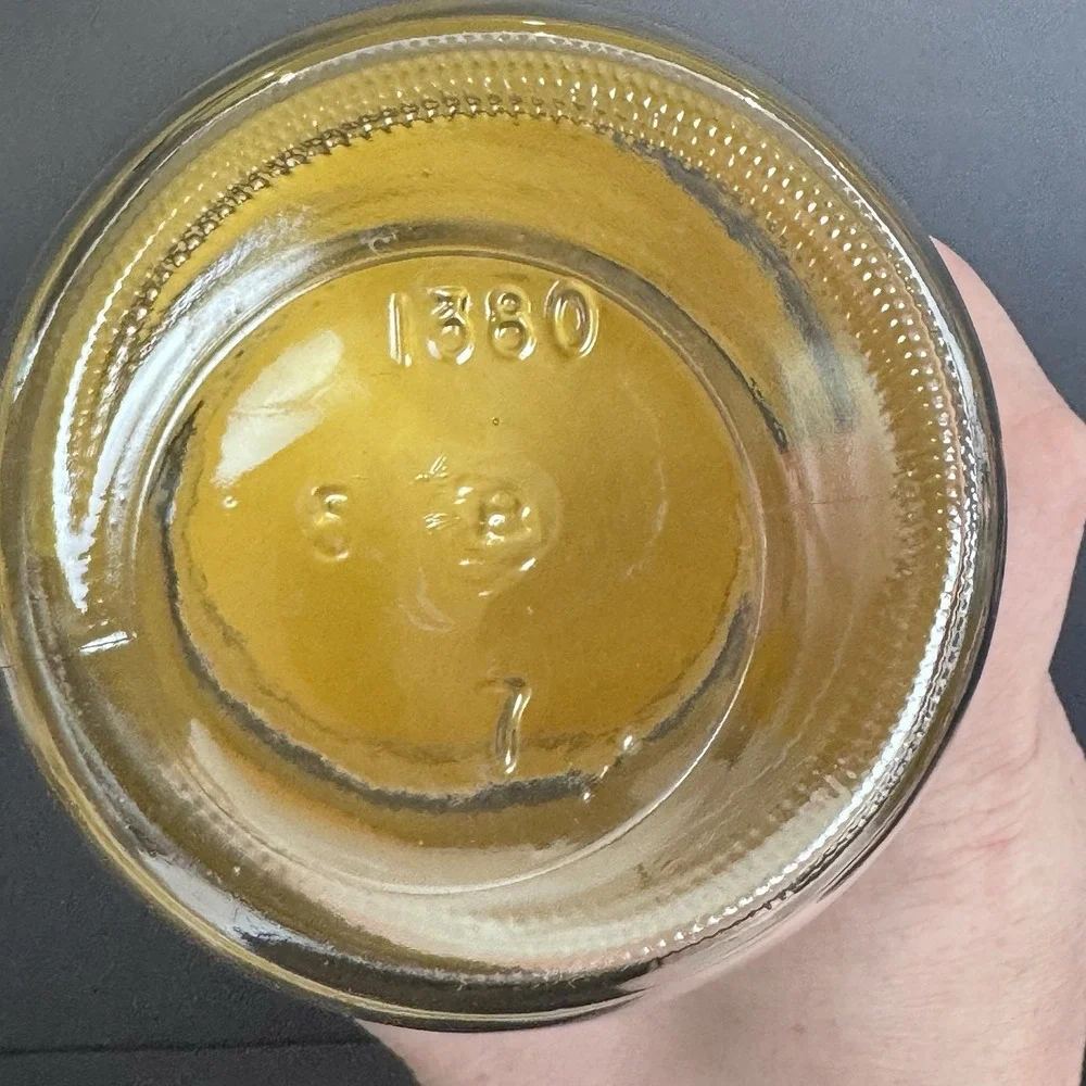 Vintage Clear Glass Jar Canister Duck Theme Print Yellow Lid No‎ Fading No Dmg